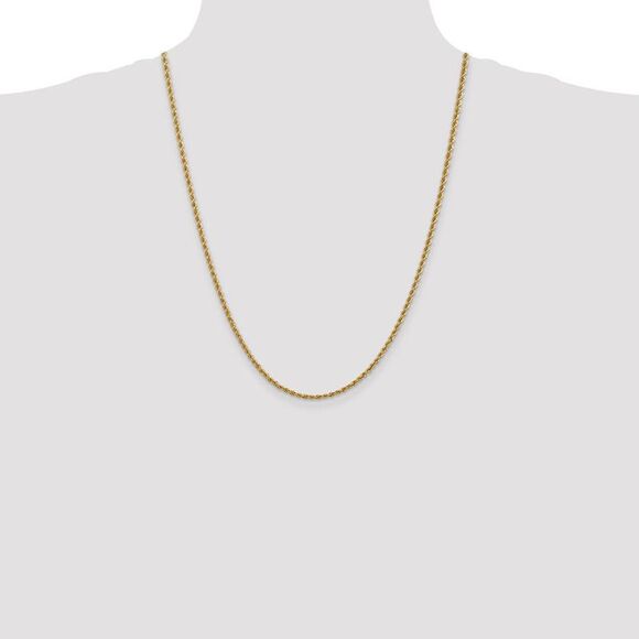 2.5mm, 14k Yellow Gold, Handmade Solid Rope Chain Necklace, 24 Inch - Picture 2 of 8